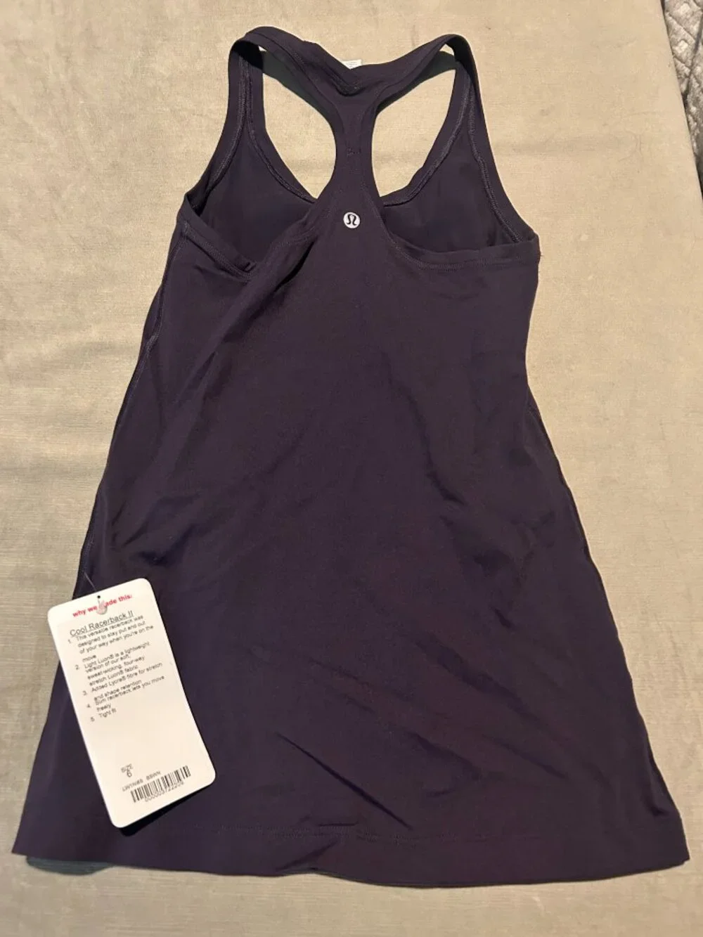 NWT Lululemon Cool Racerback Tank Top II Size 6 Black Swan Dark Plum Purple